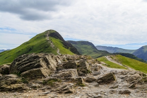 Looking up at Catbells summit go walking